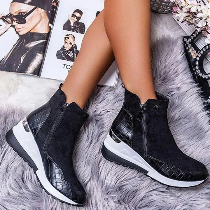 Orthopedic Mid-Height Leather Ankle Boots