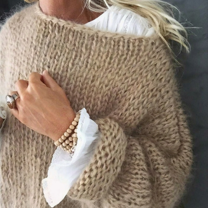 Relaxed-Fit Knit Sweater with Bohemian Embroidery