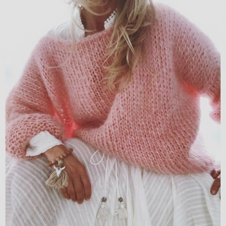 Relaxed-Fit Knit Sweater with Bohemian Embroidery