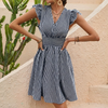 Feminine Summer Striped Dress with Ruffle Details