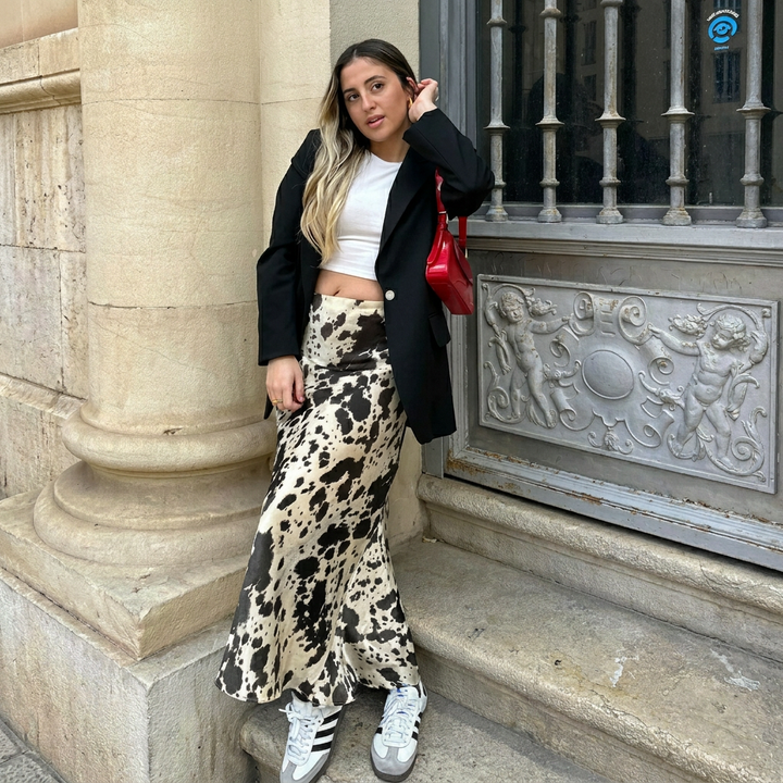 Women’s A-Line Skirt with Chic Animal Pattern