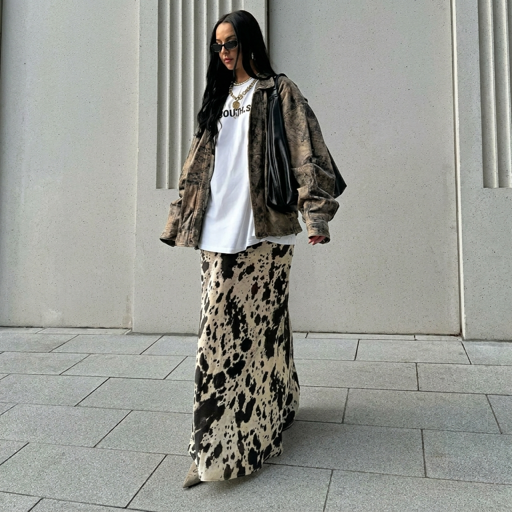 Women’s A-Line Skirt with Chic Animal Pattern