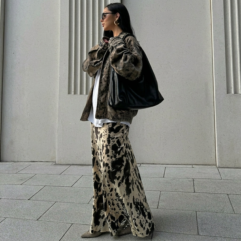 Women’s A-Line Skirt with Chic Animal Pattern