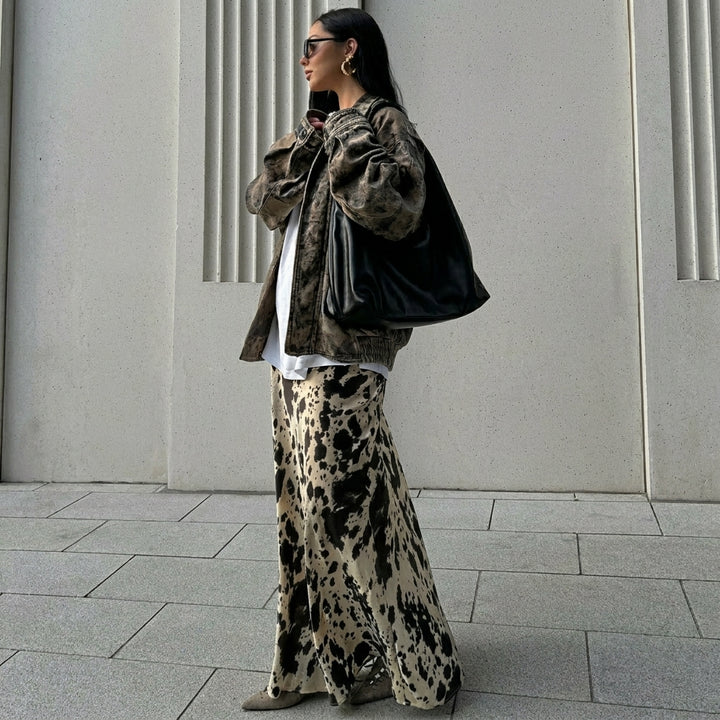 Women’s A-Line Skirt with Chic Animal Pattern