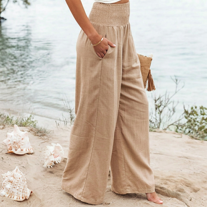 Women’s Linen Wide-Leg Pants – High Waisted