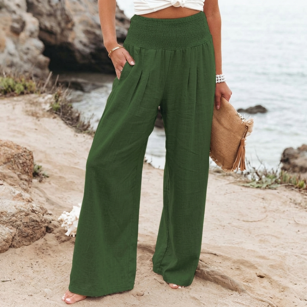 Women’s Linen Wide-Leg Pants – High Waisted