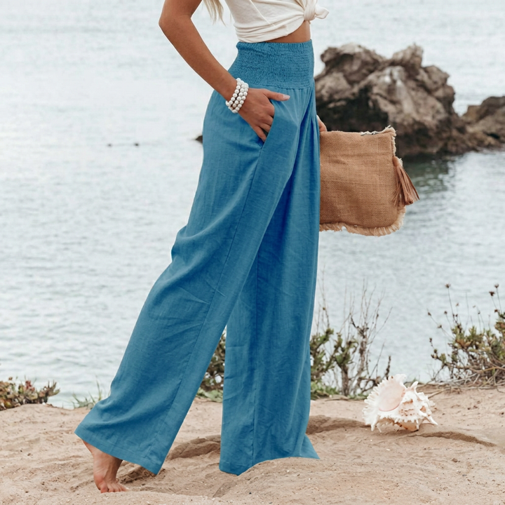 Women’s Linen Wide-Leg Pants – High Waisted
