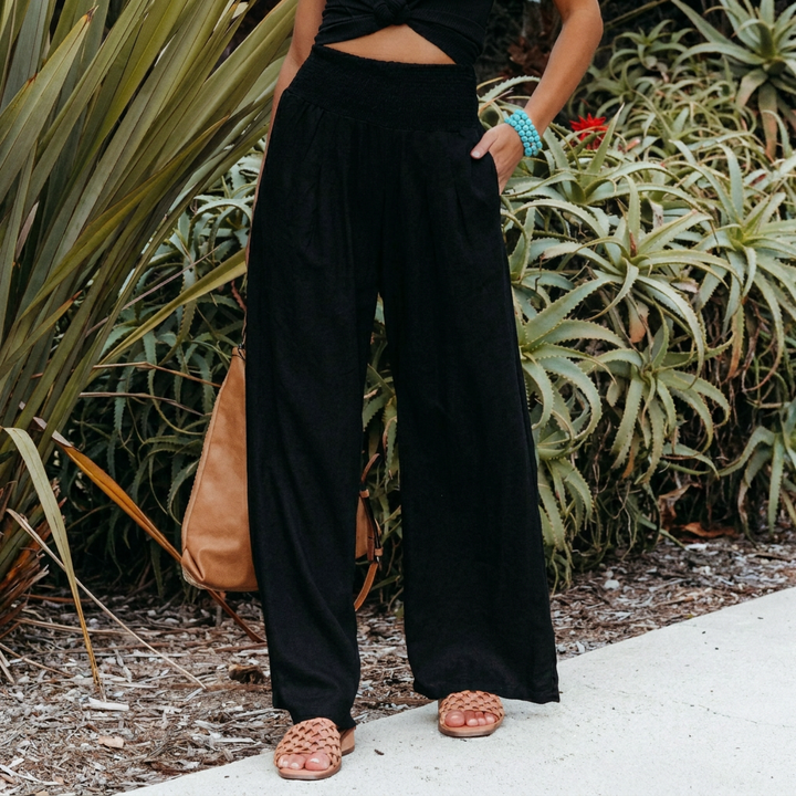 Women’s Linen Wide-Leg Pants – High Waisted