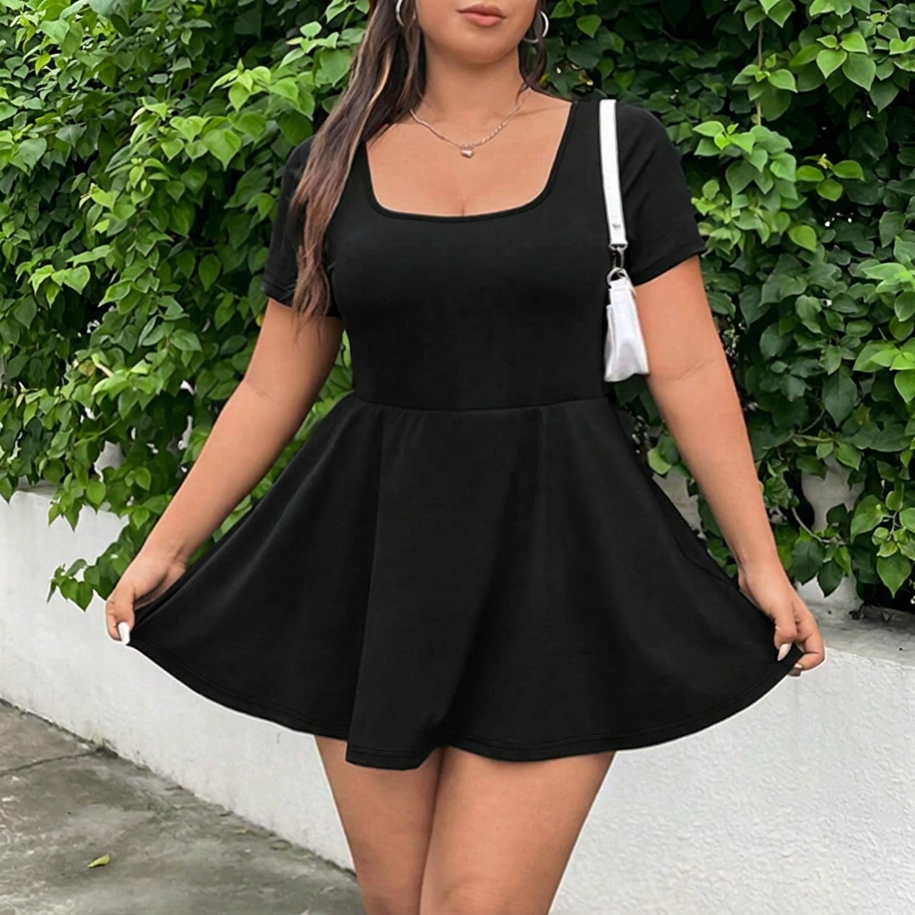 Elegant Women’s Swing Dress – Square Neckline