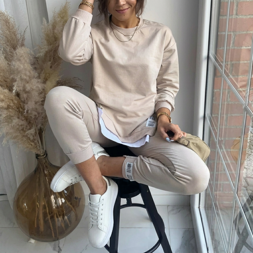Women’s Cozy Tracksuit Set – Long Sleeve & Fitted Pants