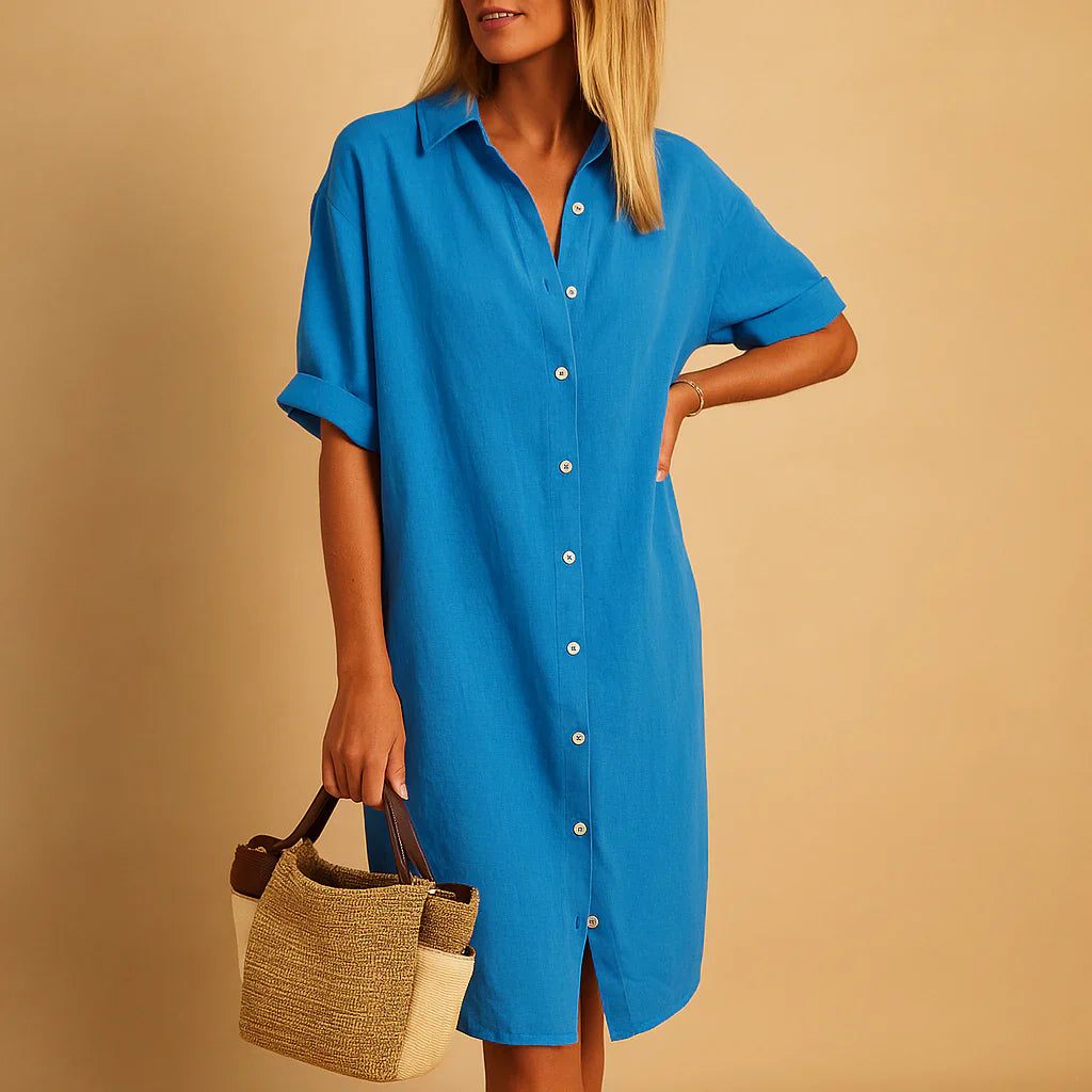 Relaxed Fit Button-Down Shirt Dress