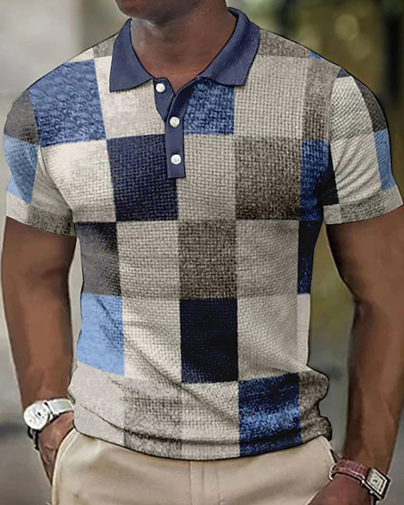 Men’s Checkered Polo Shirt – Modern Style Meets Comfort