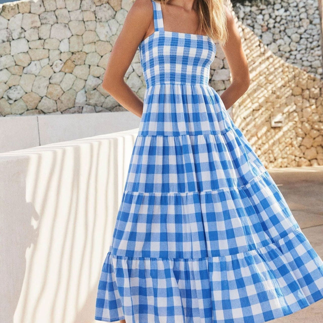 Flowy Vintage Printed Spaghetti Strap Dress