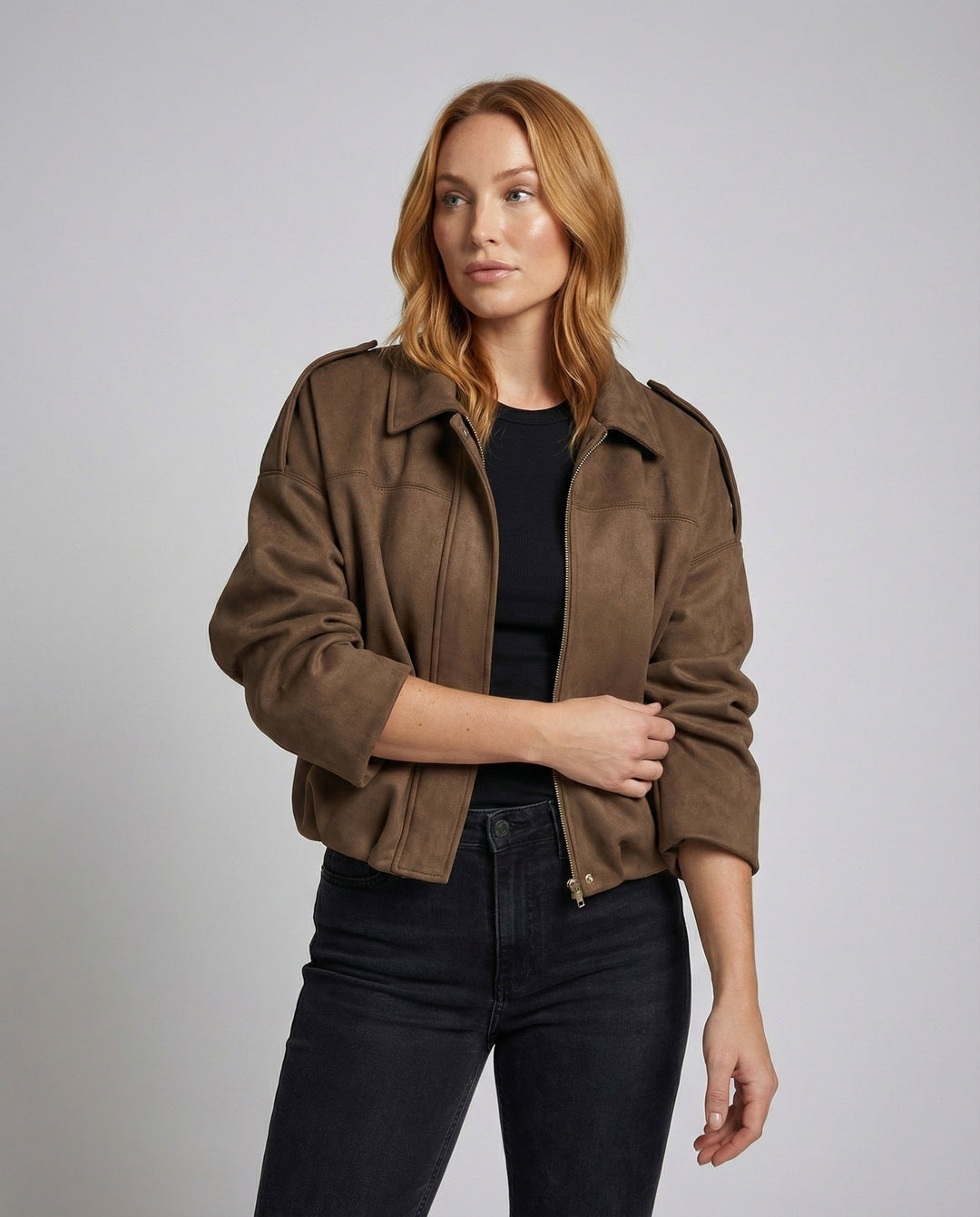 Suede Bomber Jacket