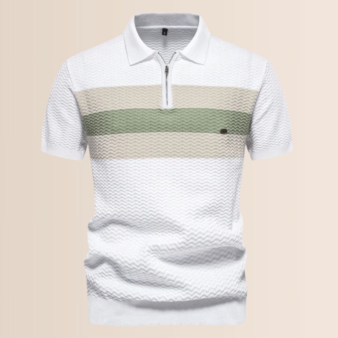 Men’s Polo Shirt with Striped Knit Design